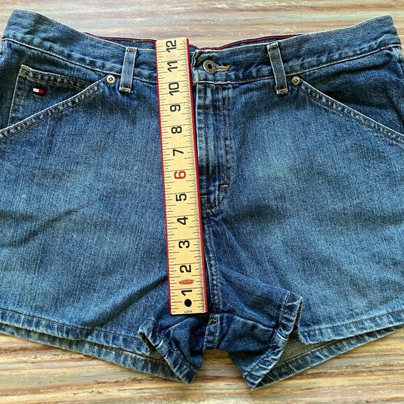 Tommy Hilfiger Women's Carpenter Jean Shorts Vintage Y2K Blue Denim Size 16 - Picture 3 of 9
